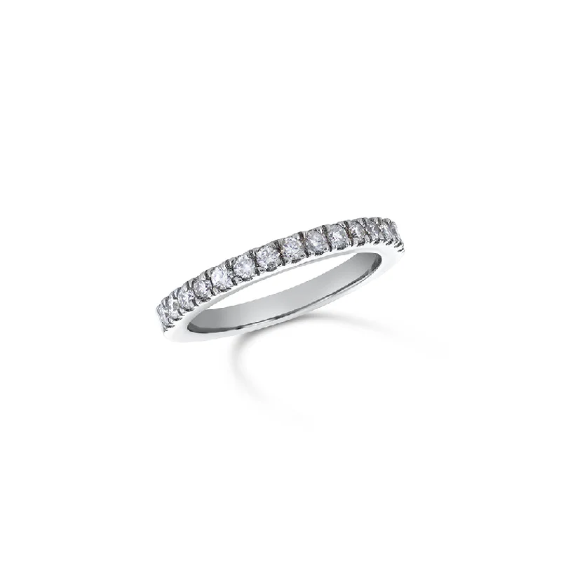 Personalized wedding rings with engraved names -0.36 CT Round Diamond 14K White Gold Band