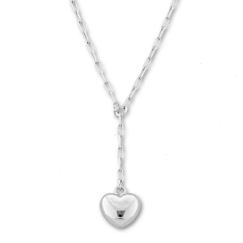 Unique statement necklaces for special occasions -Heart Drop Paperclip Necklace, Sterling Silver