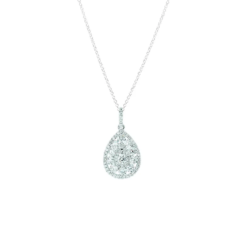 Designer silver necklaces for timeless style -18 Karat White Gold Pear Shaped Pendant with White Diamonds