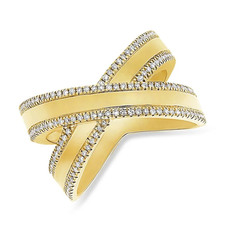 Unique wedding rings for a one-of-a-kind look -14K Yellow Gold Diamond Crossover Ring