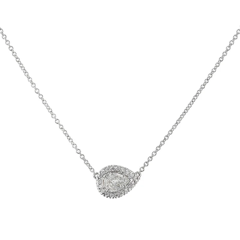 Vintage crystal pendants for classic elegance -L'Amour Crisscut Pear Shape Diamond Halo Necklace