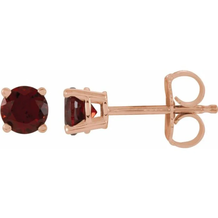 Elegant gold earrings for formal events -14K Rose 4 mm Natural Mozambique Garnet Stud Earrings