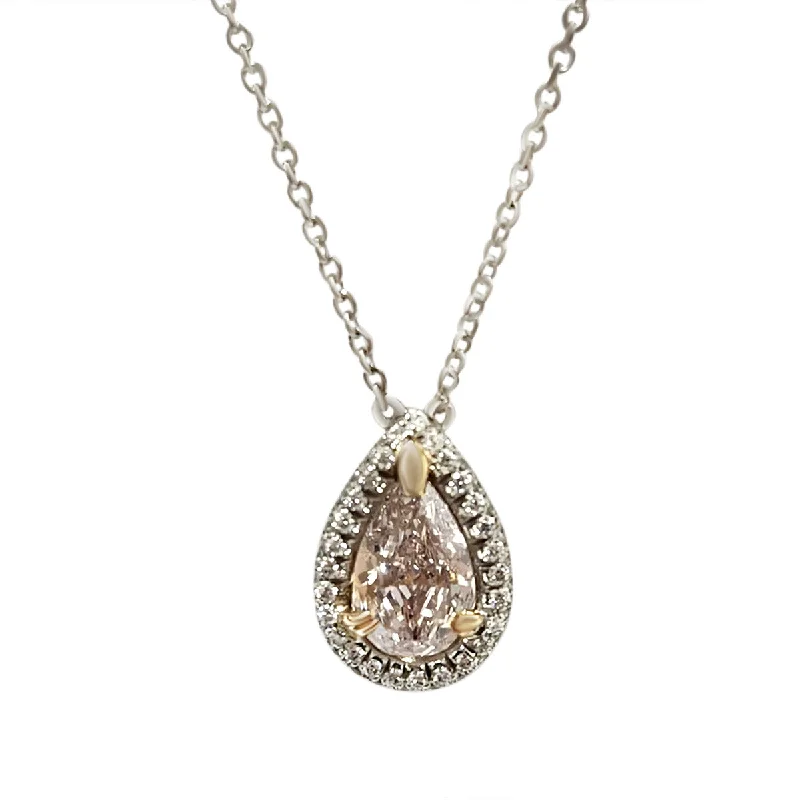 Custom engraved heart necklaces for special moments -Pink Diamond Pave Halo Pendant Necklace