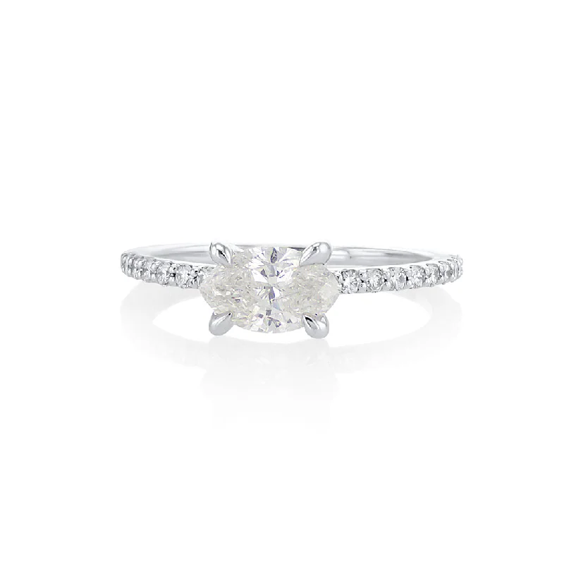 Vintage-inspired engagement rings for classic charm -0.75 CT Marquise Diamond East-West and 0.20 Cttw Prong Set 14K White Gold Engagement Ring