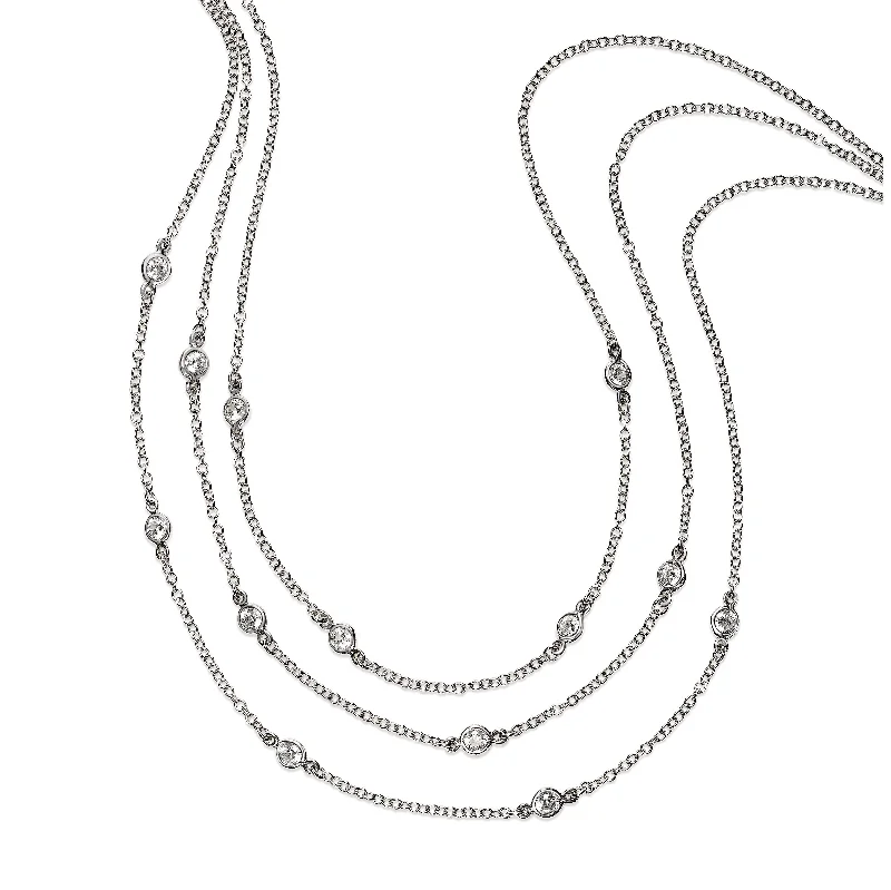 Simple pendant necklaces for minimalist looks -Triple Choker CZ Necklace, Sterling Silver