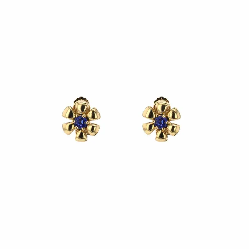 Elegant chandelier earrings for weddings -Blue Sapphire Flower Earrings