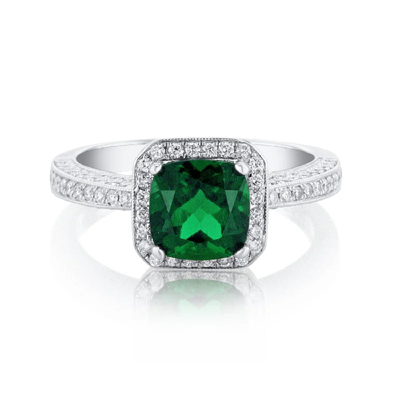 Simple gold rings for minimalist fashion -1.45 Carat Emerald & Diamond Lab Grown & Natural Ring in 18K White & Rose Gold