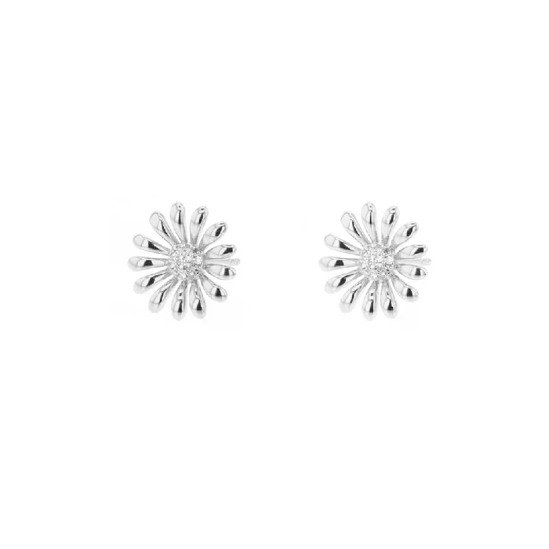 Elegant gold earrings with crystal stones -0.06 ctw Diamond Flower Stud Earrings