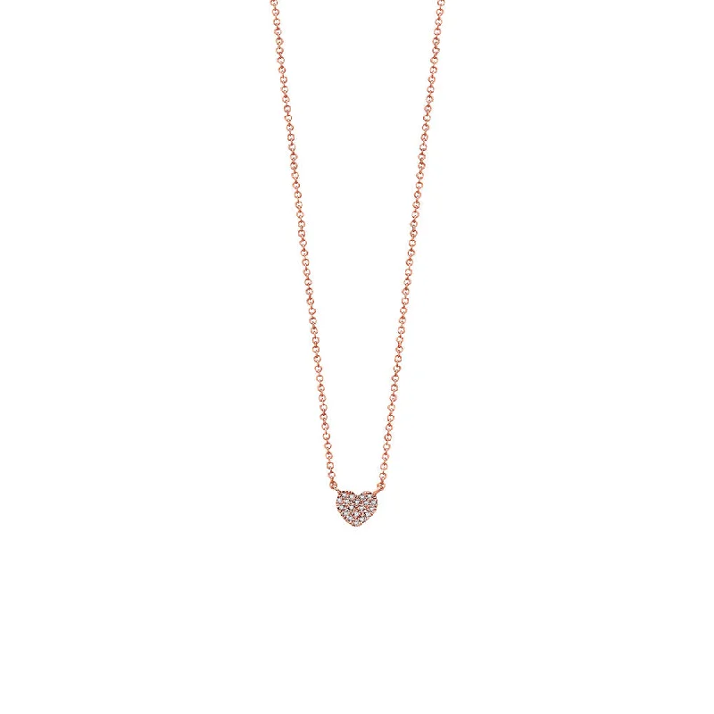 Trendy chokers with gemstone accents -14 Karat Rosé Gold Diamond Heart Necklace