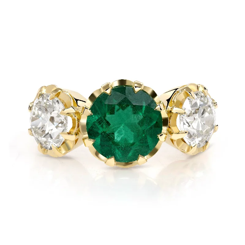 Statement rings with oversized gemstones for bold looks -THREE STONE JOLENE