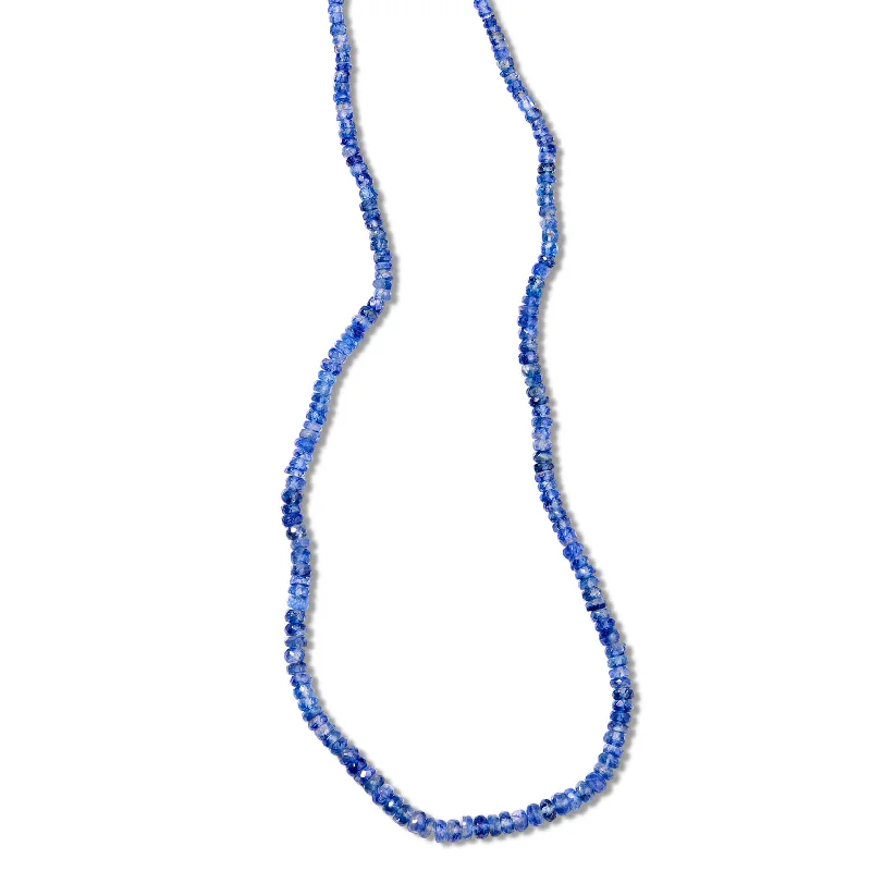 Layered pearl necklaces for classic elegance -Kyanite Bead Necklace, 18 Inches, Sterling Silver