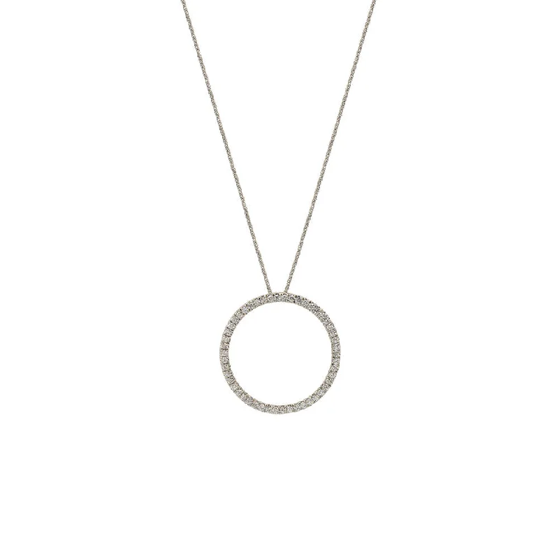 Custom engraved bar necklaces for meaningful gifts -18 Karat White Gold Open Circle Diamond Necklace