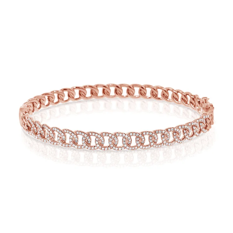 Friendship and love bracelets-14K Rose Gold Diamond Curb Link Bangle