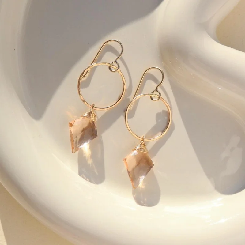 Colorful beaded earrings for a pop of color -Champagne Quartz Drops