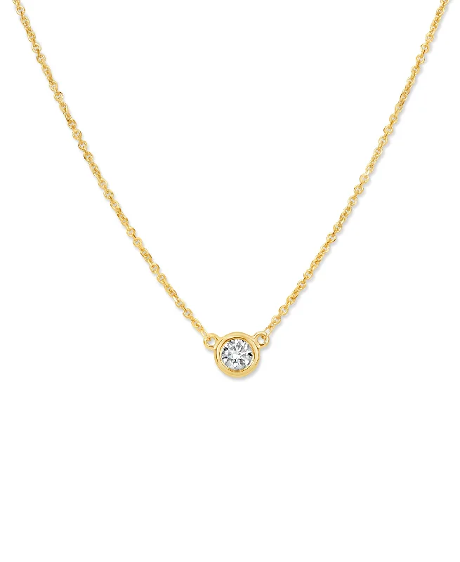 Classic diamond pendant necklaces for timeless elegance -14K Yellow Gold Bezel-Set Diamond Solitaire Necklace - 1/4ct, G, SI1