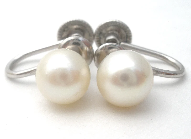 Custom drop earrings for special events -Imperial Pearl Earrings 12K White Gold Filled Vintage