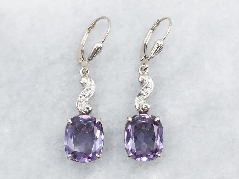 Custom gemstone drop earrings for personalized style -Synthetic Alexandrite and Diamond Drop Earrings