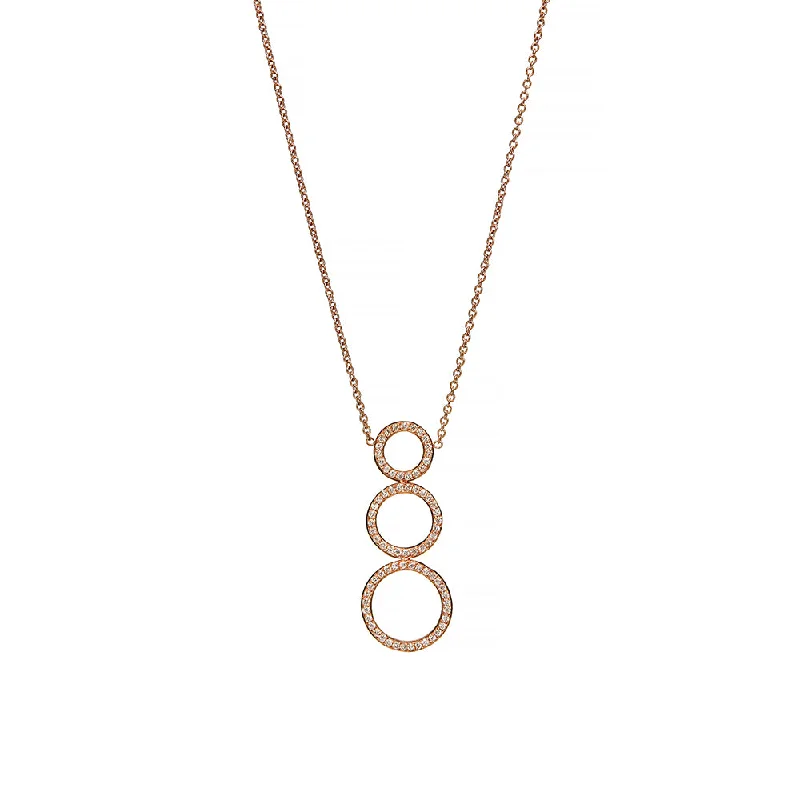 Elegant diamond necklaces with gold chains -18 Karat Rose Gold 3 Circle Diamond Necklace