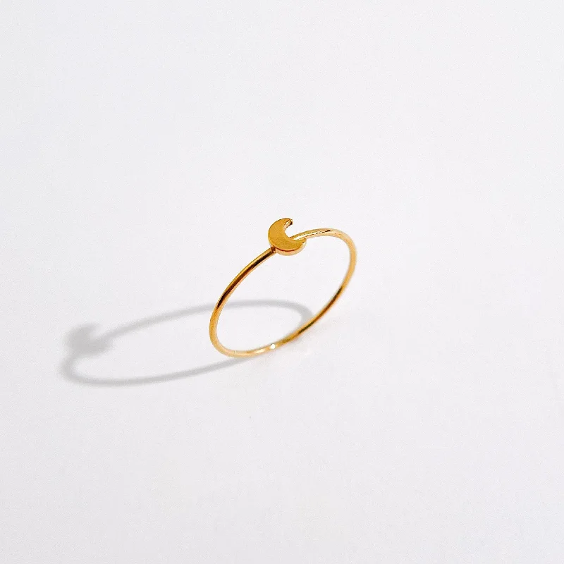 Simple gold rings for everyday fashion -Dainty Moon Ring in Gold