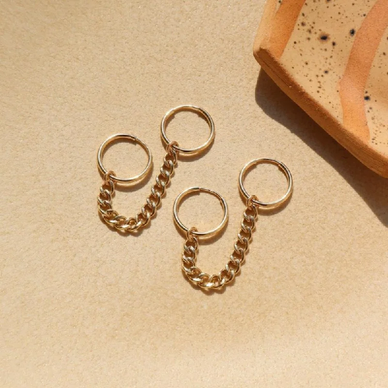 Silver drop earrings with elegant designs -Demi Linked Hoops