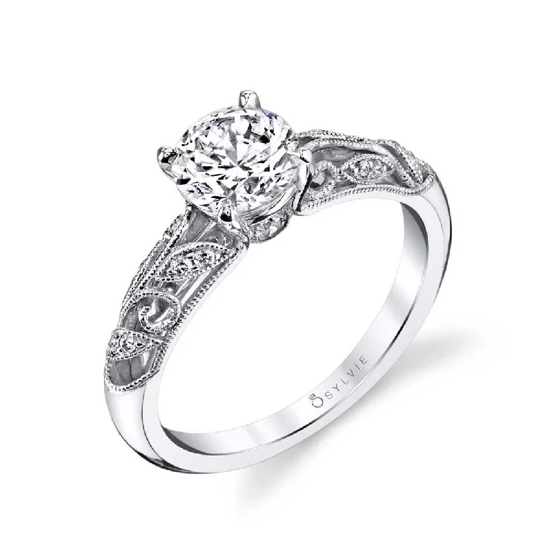 Personalized engraving rings for special moments -Sylvie Vintage Engagement Ring S1392