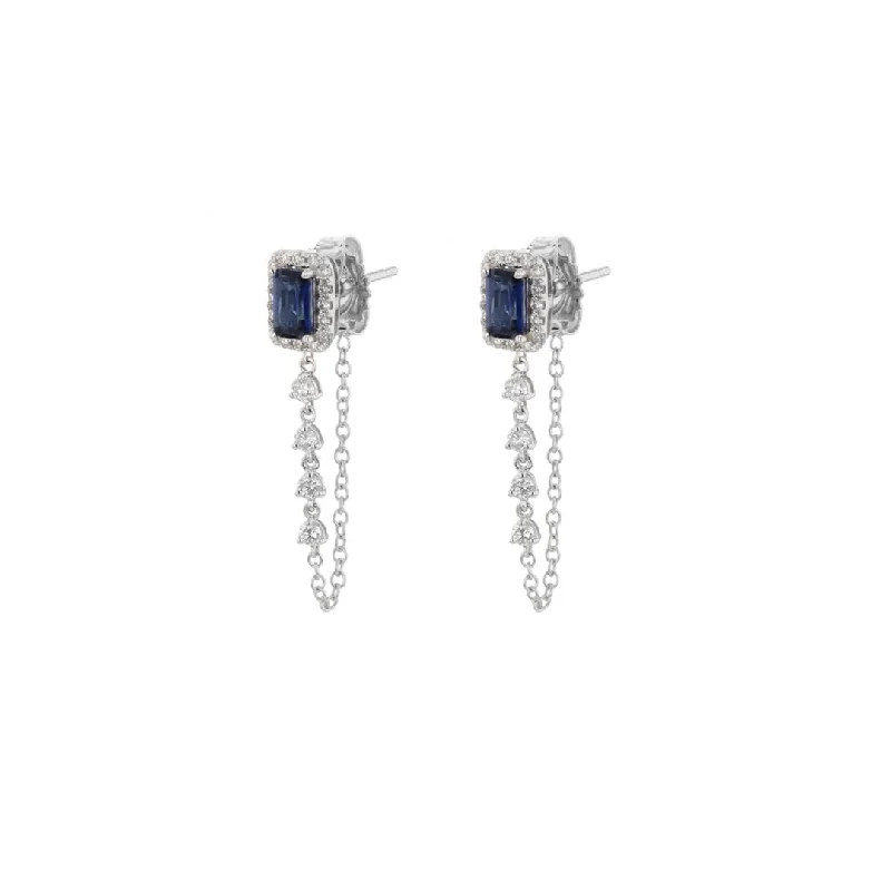 Colorful gemstone earrings for a fun touch -Blue Sapphire & Diamond Earrings