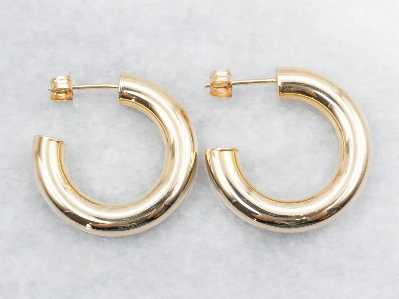 Classic hoop earrings with gemstone accents -Chunky Yellow Gold Hoop Earrings