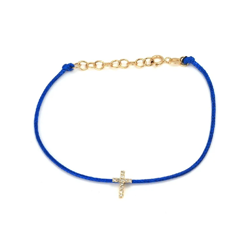 Custom link bracelets-14k Yellow Gold Cross Cord Bracelet