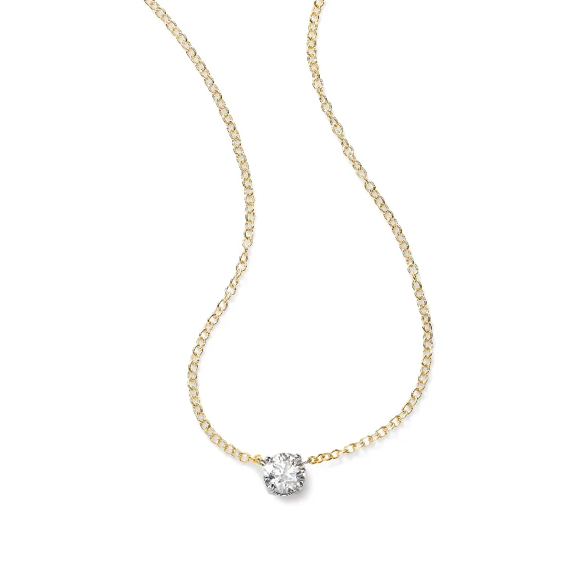 Vintage-inspired necklaces for retro fashion -Diamond Solitaire Necklace .30 Carat, 14K Yellow Gold