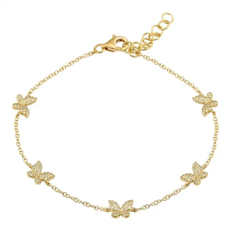 Multi-colored bracelets-14k Yellow Gold Butterfly Diamond Bracelet