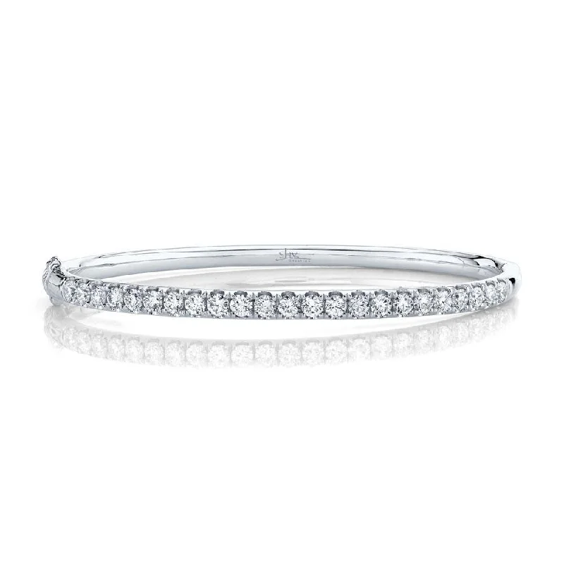 Personalized gemstone bracelets-14K White Gold Diamond Bangle