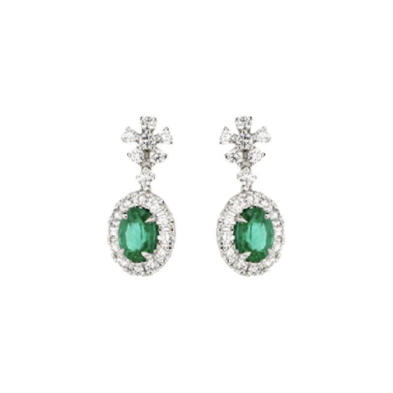 Colorful crystal earrings for festive style -Emerald & Diamond Drop Earrings