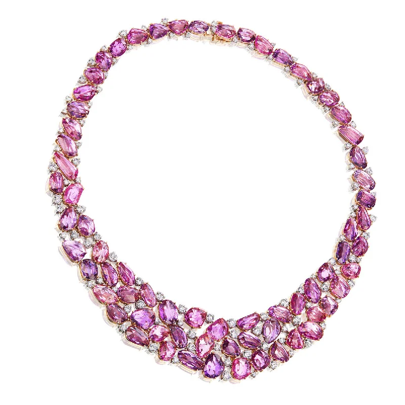 Vintage crystal pendants for classic elegance -Multicolor Sapphire and Diamond Bib Necklace