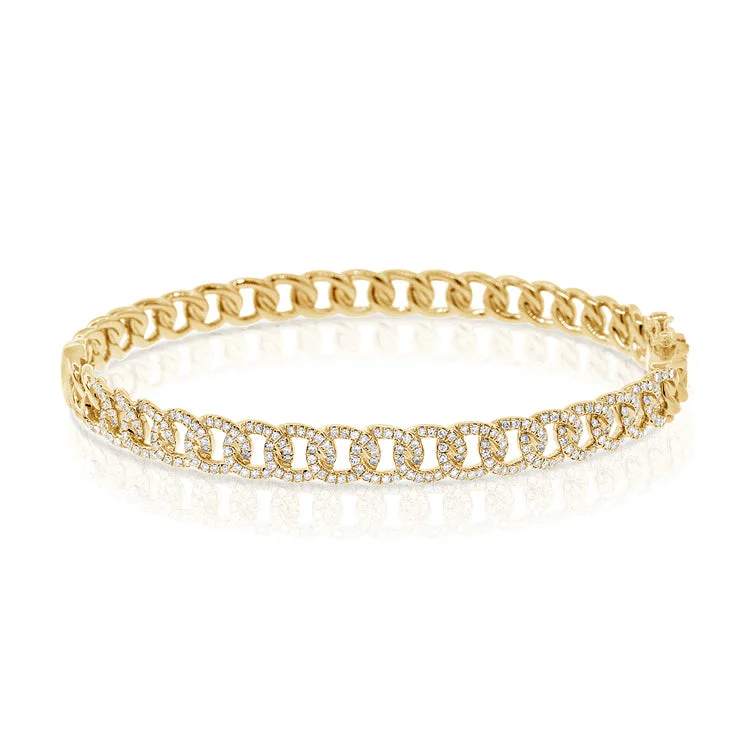 3-strand bracelets-14K Yellow Gold Diamond Curb Link Bangle