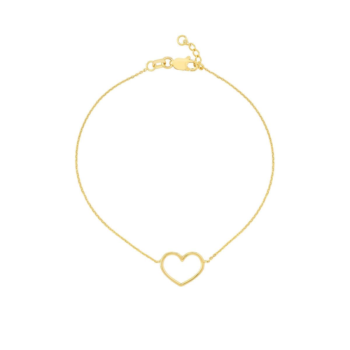 Black leather bracelets-14K Yellow Gold Open Heart Bracelet