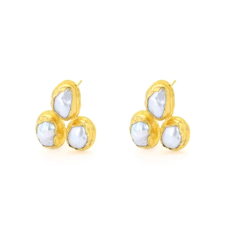 Simple pearl hoop earrings for timeless elegance -24K Pearl Earrings | M10273321