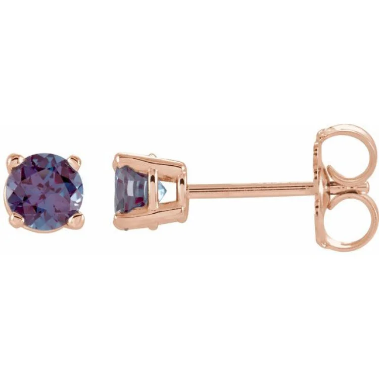 Personalized crystal drop earrings for special occasions -14K Rose 4 mm Lab-Grown Alexandrite Stud Earrings