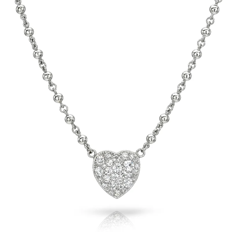 Fashionable statement necklaces for evening wear -SMALL COBBLESTONE HEART NECKLACE