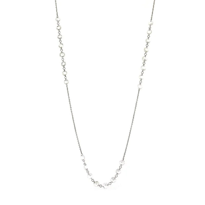 Silver necklaces with delicate pendants -Double Drilled Rose Cut Diamond Chain Necklace