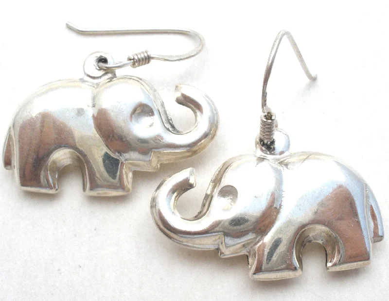 Custom initials earrings for personalized fashion -Puffed Elephant 925 Earrings Dangle Vintage