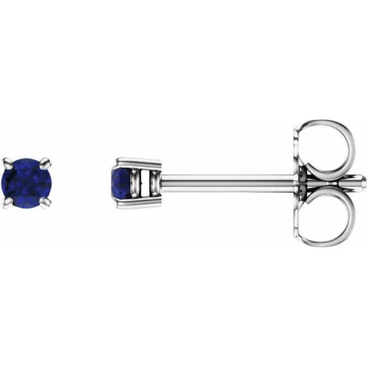 Fashionable dangling earrings with pearls -14K White 2.5 mm Lab-Grown Blue Sapphire Stud Earrings