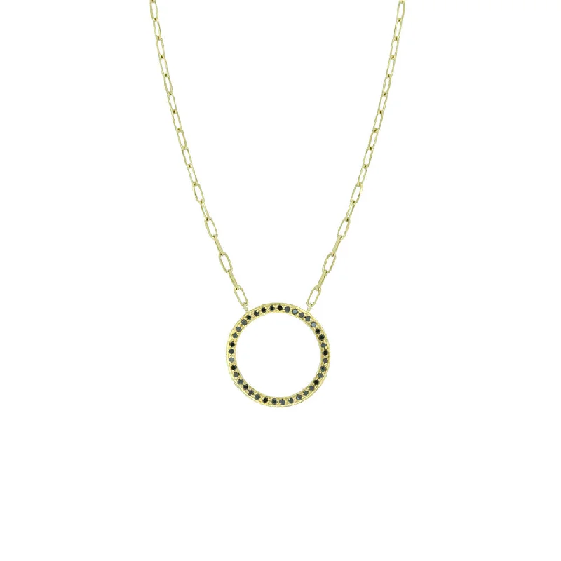 Elegant silver necklaces with gemstone accents -18 Karat Yellow Gold Eternity Necklace with Black Diamonds