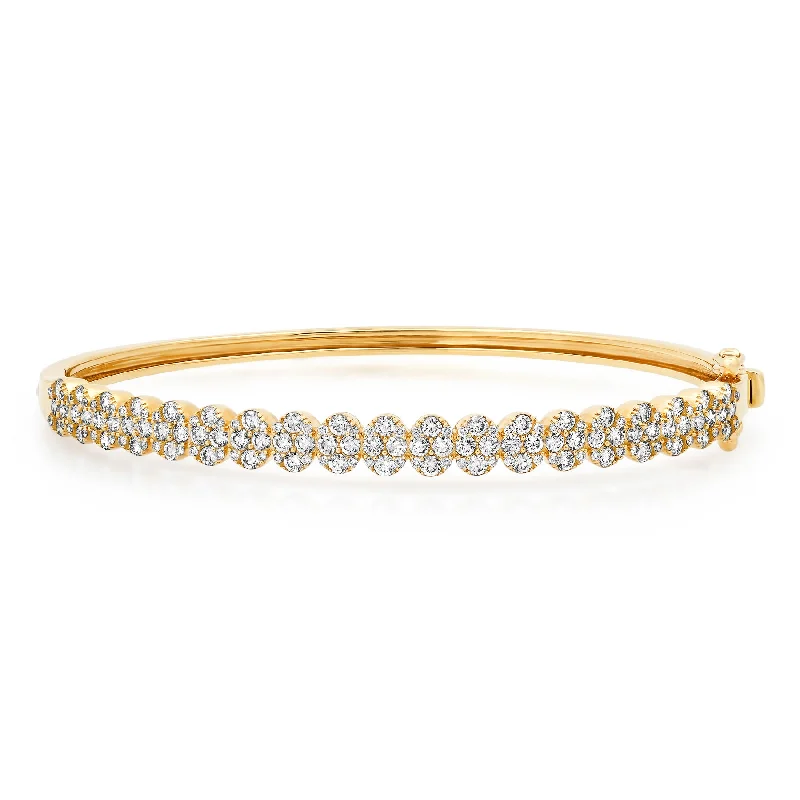 Vintage bracelets-PAVE DIAMOND EGGS BANGLE, 14kt GOLD