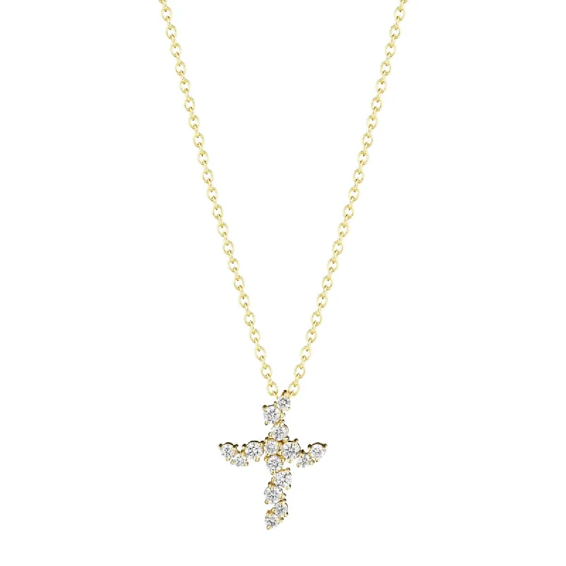 Handcrafted silver necklaces for artisanal charm -Petite Stardust Cross Necklace