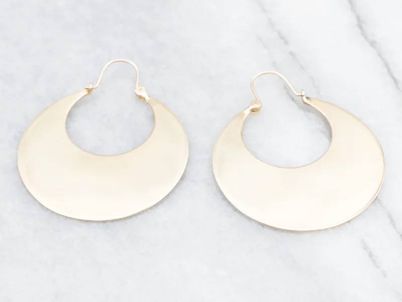 Silver studs with pearl details for sophisticated looks -Gold Flat Round Hoop Earrings