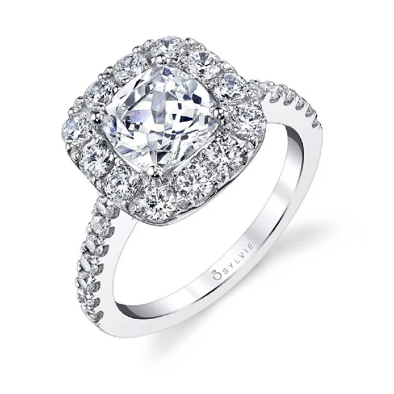 Luxury diamond rings for upscale events -Sylvie Cushion Cut Halo Engagement Ring S1299-CU