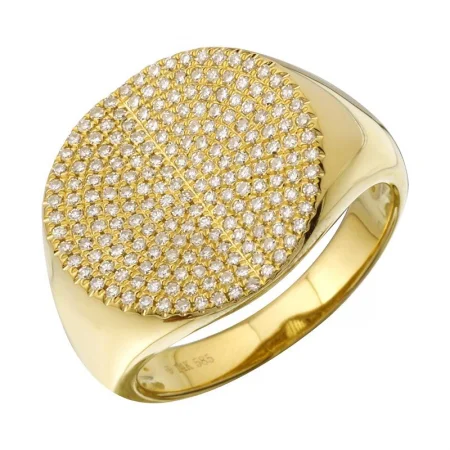 Elegant pearl rings for sophisticated looks -14k Yellow Gold Signet Diamond Ring