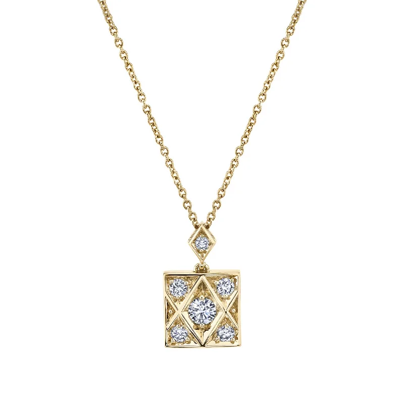 Statement gold necklaces for luxurious style -Criss Cross Square Pendant Necklace