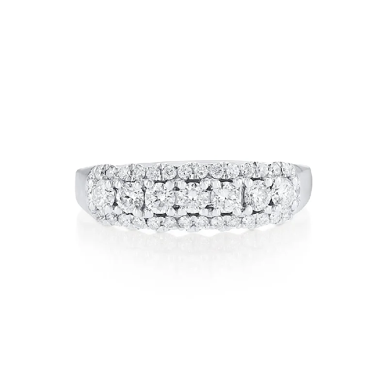 Vintage-inspired rings for retro charm -0.66 Cttw Round Diamond 14K White Gold Halo Band