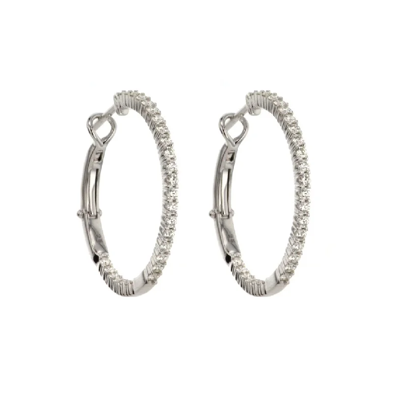 Simple gold earrings for understated elegance -1.55 ctw Diamond 0.90" Inside-Out Hoop Earrings